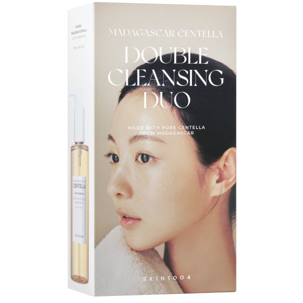 SKIN1004 Madagascar Centella cleansing oil and ampoule foam for daily facial cleansing.