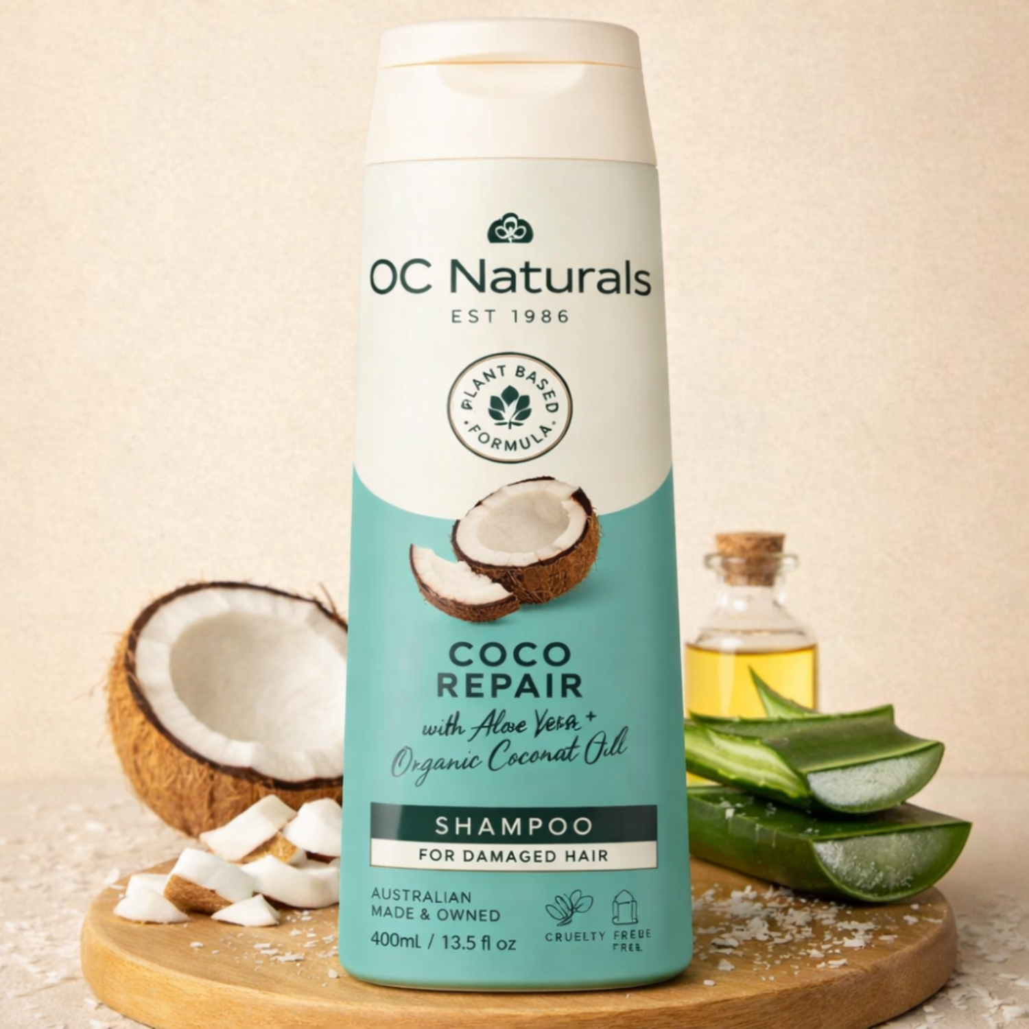 OC Naturals Cocoa Shampoo texture and packaging by Reem n Cream highlighting natural ingredients and cocoa infusion