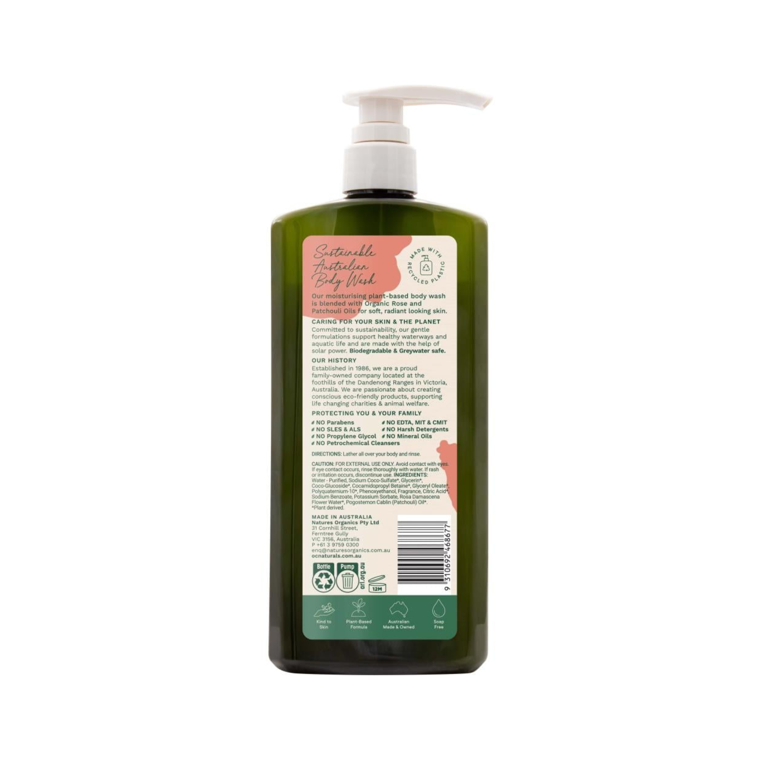 OC Naturals Rose and Patchouli Moisturising Body Wash