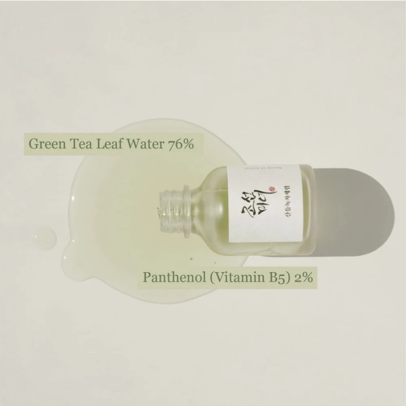 Beauty of Joseon Green Tea+Panthenol Serum packaging displayed for Saudi Arabia skincare enthusiasts