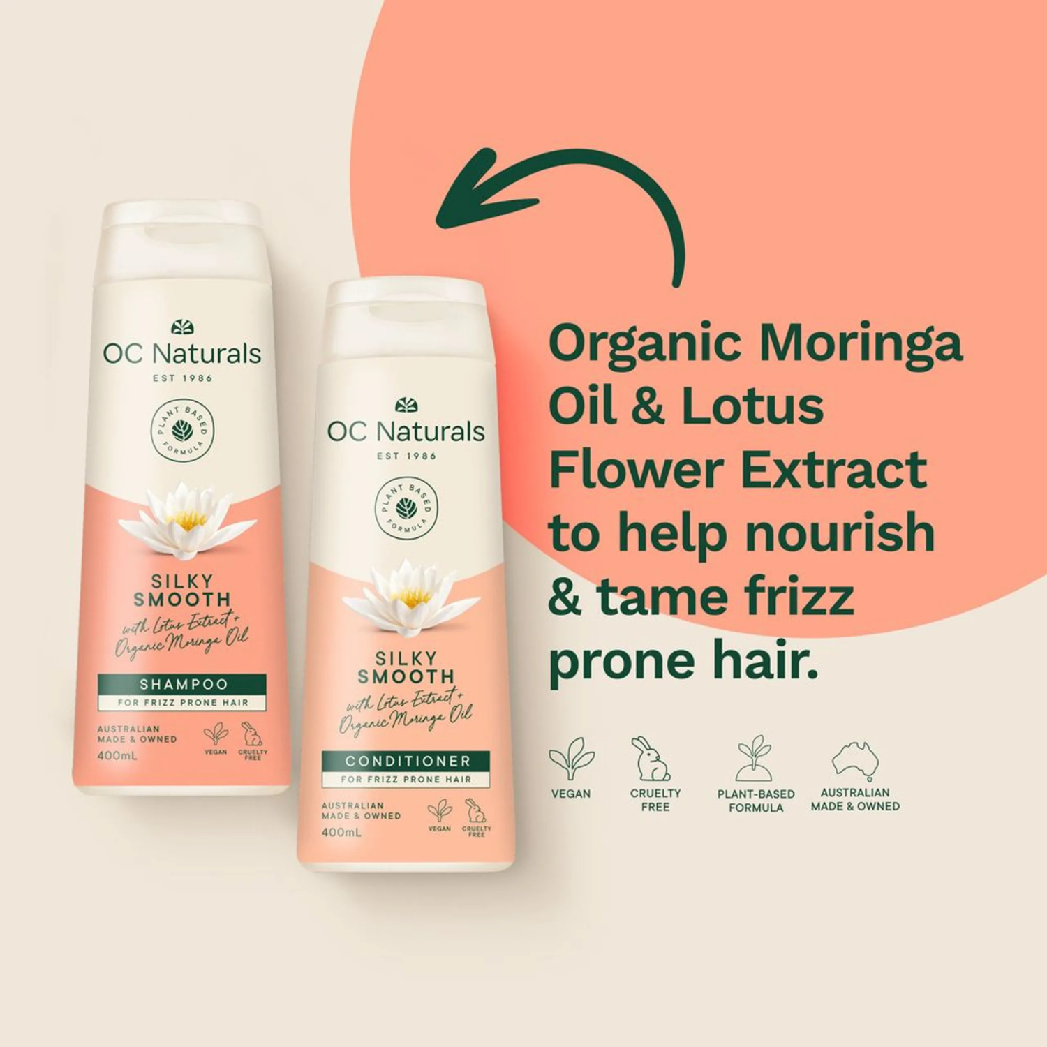OC Naturals Silky Smooth Conditioner packaging by Reem n Cream for curly hair control