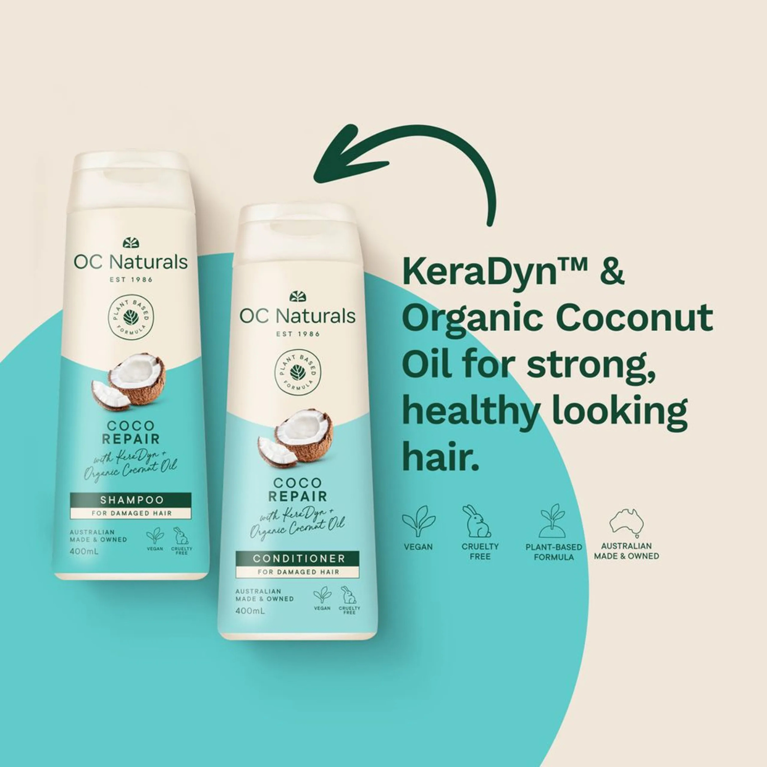 OC Naturals Coco Conditioner by Reem n Cream applied on hair ends for deep nourishment and smooth finish